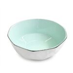 Bol Ceramic Geometric Bicolor (Alb/Mint), Design Fațetat