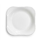 Farfurie Pătrată din Porțelan Alb Premium – Design Modern cu Margini Curbate