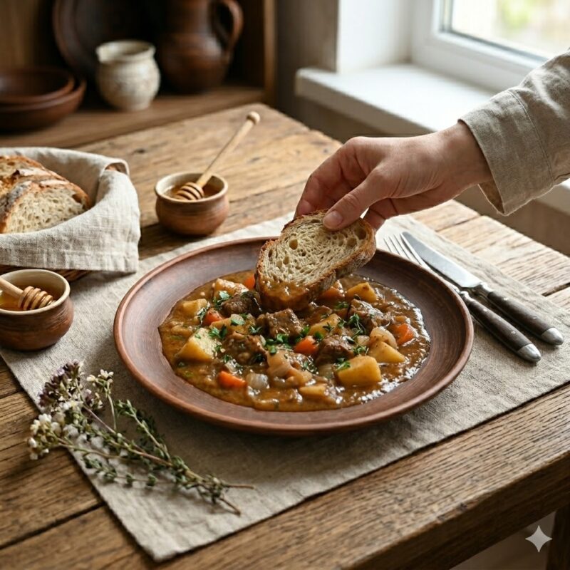 Farfurie circulară din ceramică de teracotă brună, pictată manual cu un model central vibrand de trei maci roșii, frunze verzi și flori albe mici, pe un fundal alb curat.