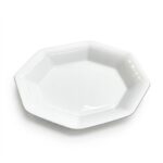 Farfurie hexagonală din porțelan alb lucios pentru servire