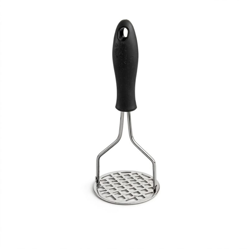 Presă pentru cartofi din inox cu mâner negru ergonomic