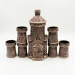 Set Carafă și Pahare din Ceramică, Model Castel Medieval