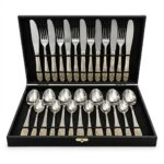 Set Tacâmuri Elegante 24 Piese Model Floral Auriu