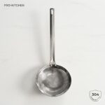 Spumieră profesională din inox 304 cu mâner lung, vedere frontală.