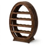 Suport de Vinuri Artizanal din Lemn Masiv, Model Butoi Rustic, Capacitate 14 Sticle