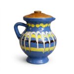 Ulcior Ceramic Artizanal Albastru cu Capac – Pictat Manual, Capacitate 750 ml