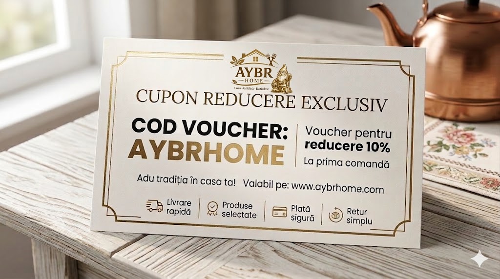 Cupon de reducere 10% la prima comandă pe AYBR Home, folosind codul AYBRHOME