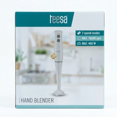 „Mixer vertical alb Teesa de 400W cu 2 moduri de viteză și motor de 16000 RPM”