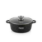 Oală FRICO FR-4406 cu capac sticlă, înveliș marmură antiaderentă, inducție, 24 cm, 4.5L
