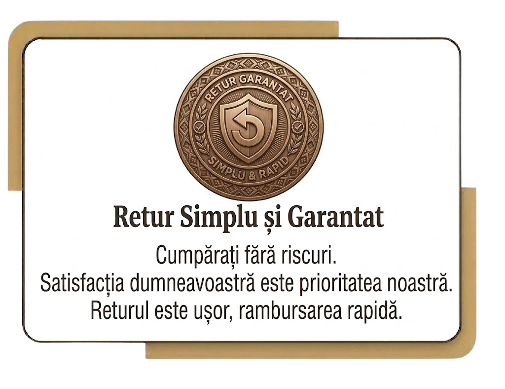 Garanția satisfacției: Retur simplu și rapid pentru orice comandă de produse tradiționale.