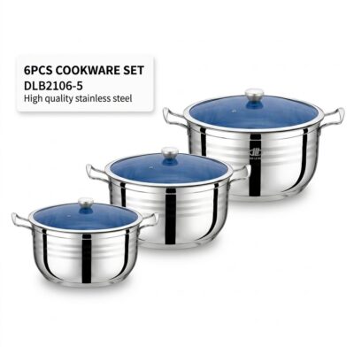 Set oale inox cu capace albastre DLB2106-5.