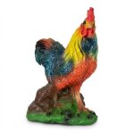 Figurină de grădină în formă de cocoș colorat, decorațiune de exterior pentru curte.