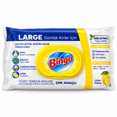 Șervețele umede Bingo pentru curățarea suprafețelor, parfum de lămâie